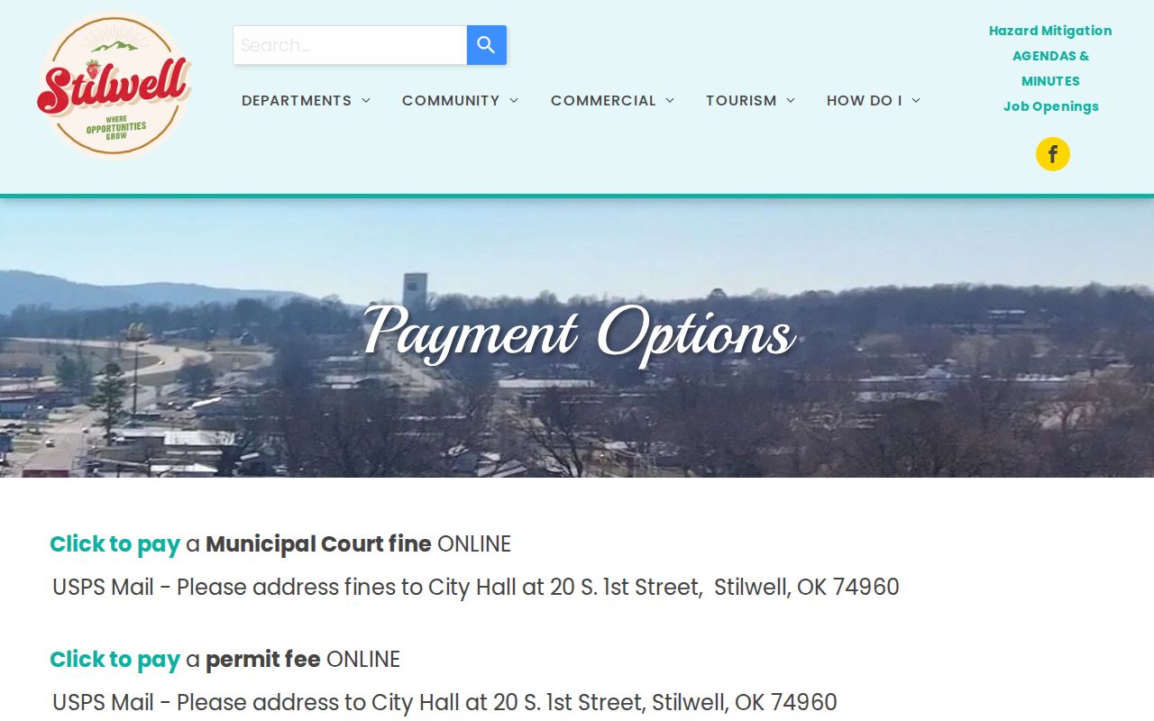 Official Stilwell City payment options page