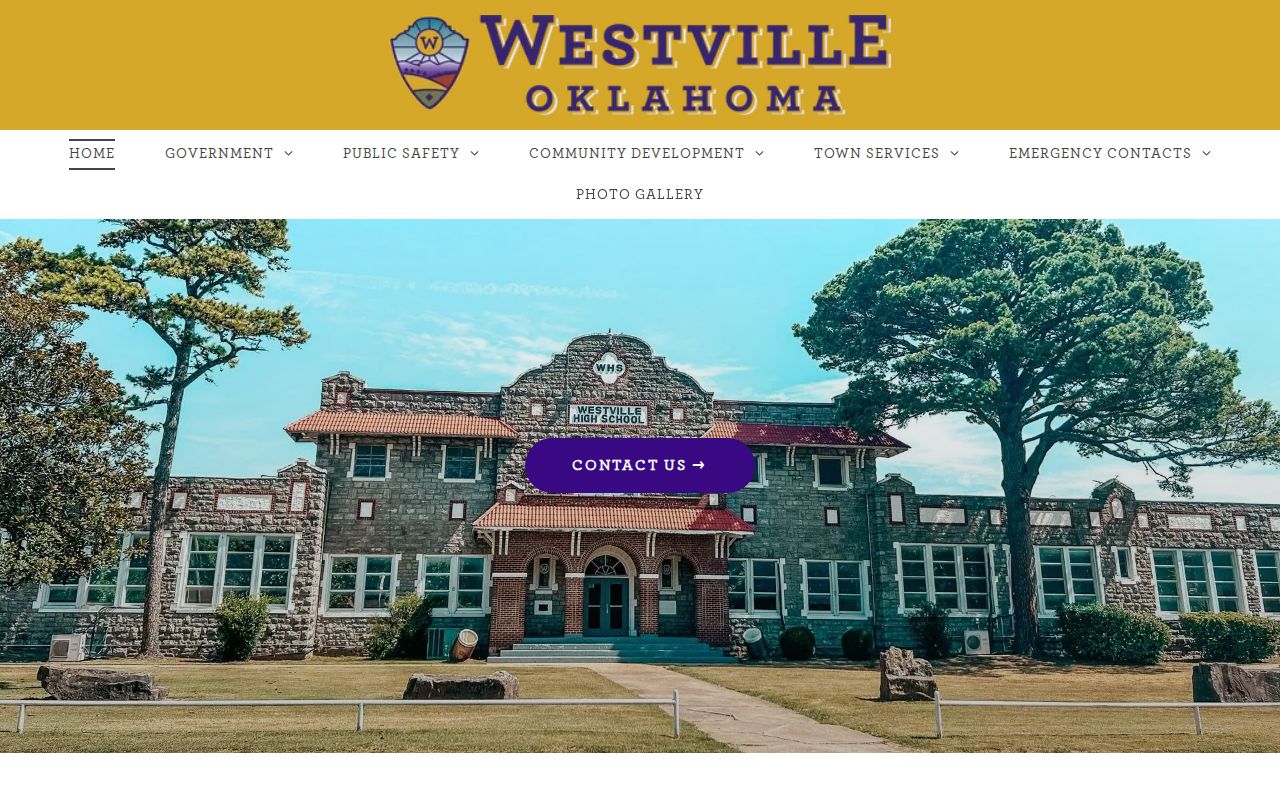 Official Westville town website with town contact and department navigation